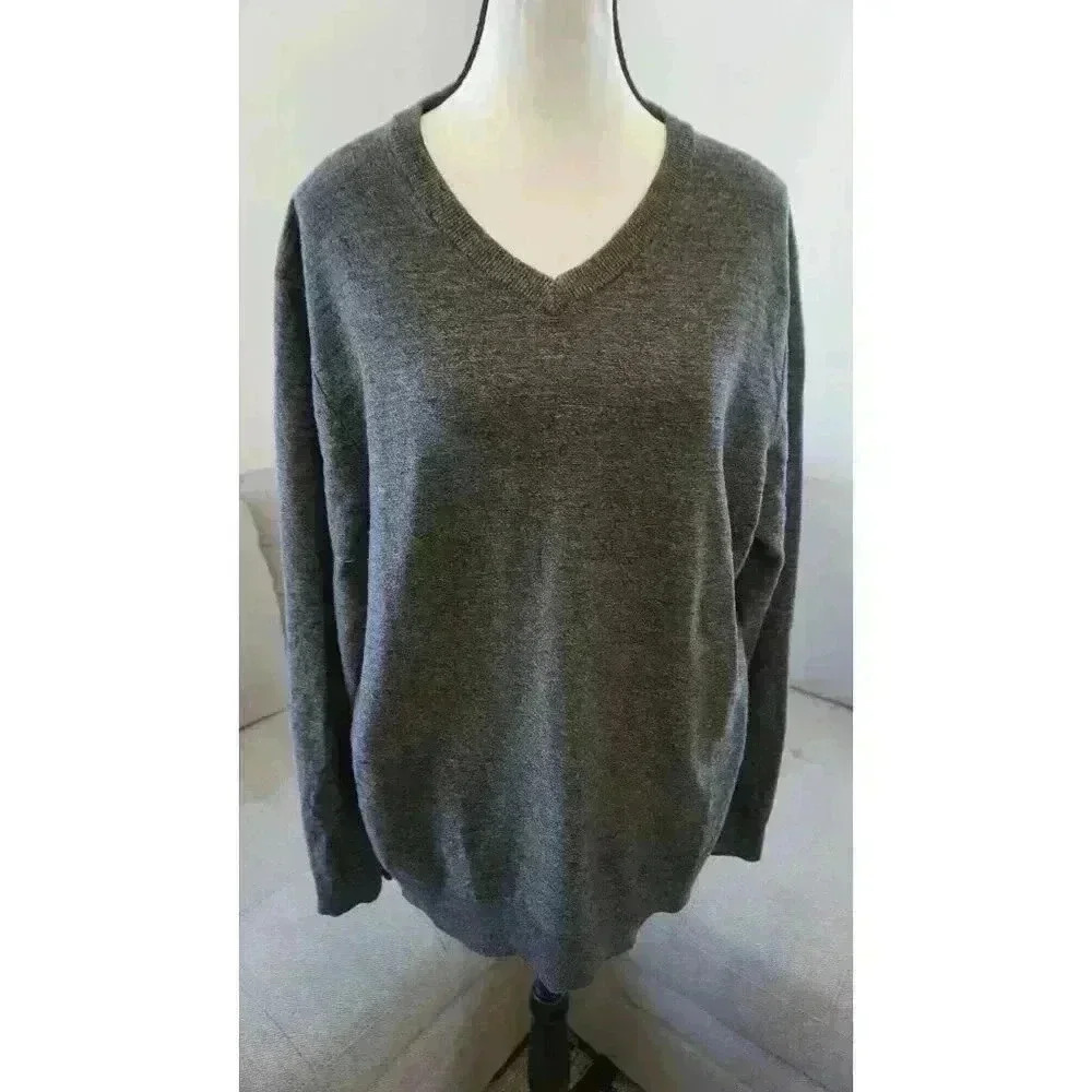 Red Ale By Alesbury Mens Sweater Gray V-Neck 100% Cotton Knit Stitch Fix Box - L